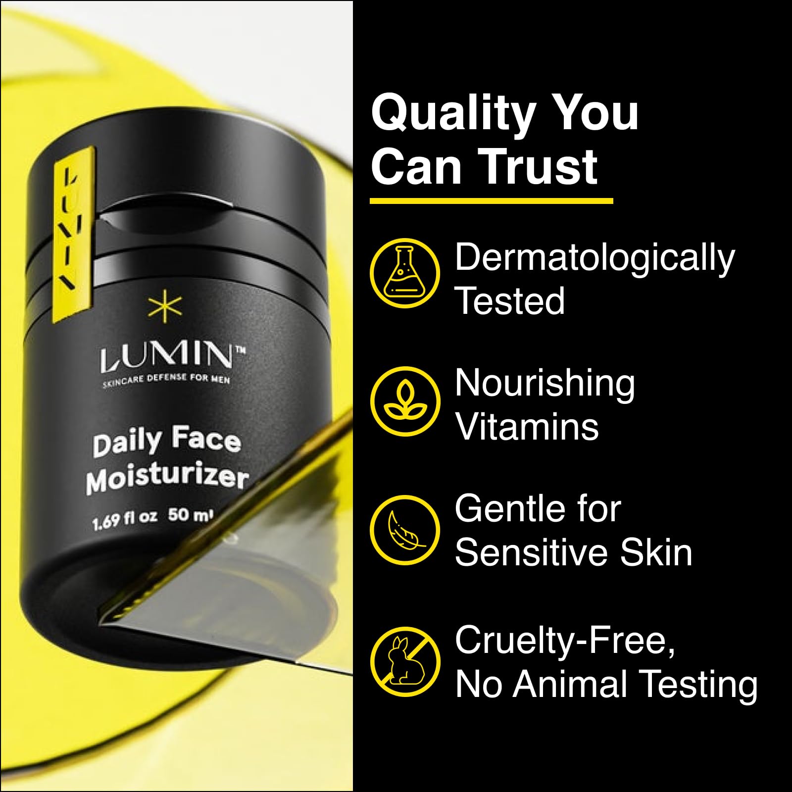 Lumin - Daily Face Moisturizer for Men - with niacinamide, Mens Face Lotion, Mens Skin Care, Ideal for normal & combination skin, 50ml, 1-Pack